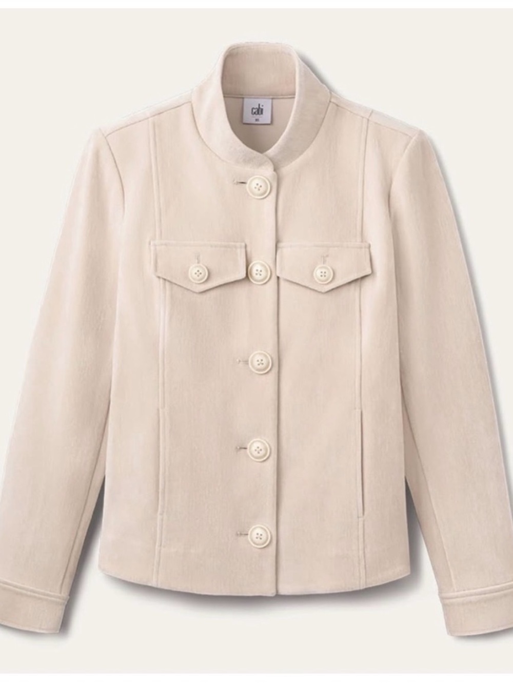 CAbi Plush Cream Button-Front Utility Jacket